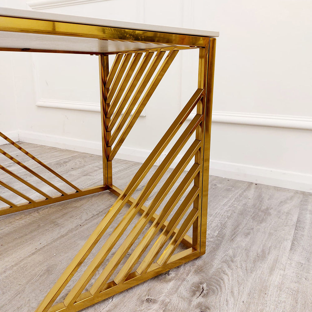 Azure Gold Lamp Table with Polar Sintered Top