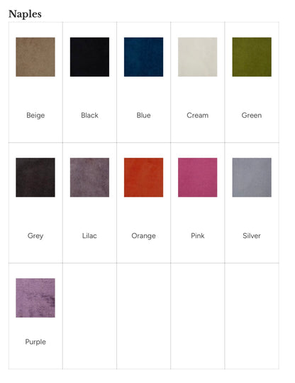 Color swatch grid with various color options labeled 'Naples'.