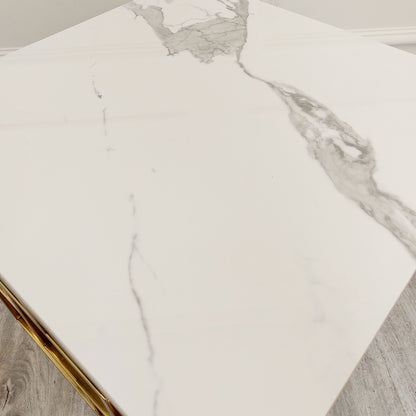 Geo Gold Lamp Table with Polar White Sintered Top